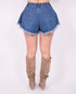 frayed denim short blue