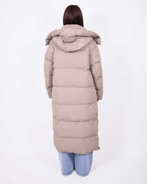 maxi puffer coat taupe