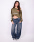 Dark vintage Baggy Wide leg stretch jeans