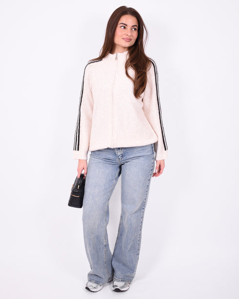striped knit vest beige