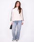striped knit vest beige