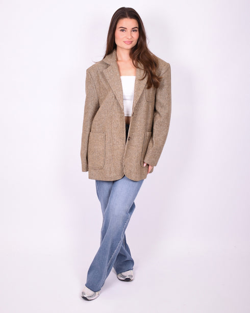 oversized wool blazer beige