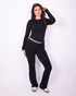 fold over flared pants black