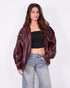 urban braided leather jacket bordeaux