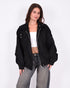 suede bomber jacket black