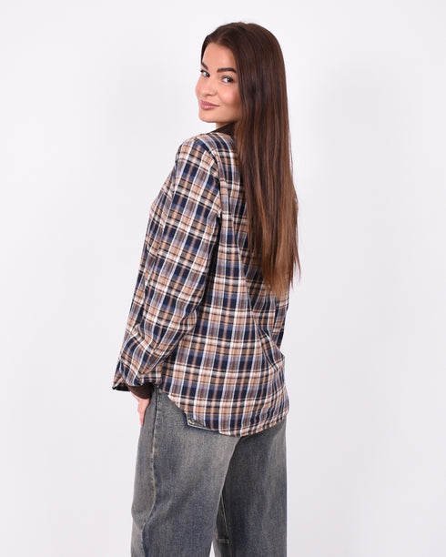 checkered flannel brown/blue