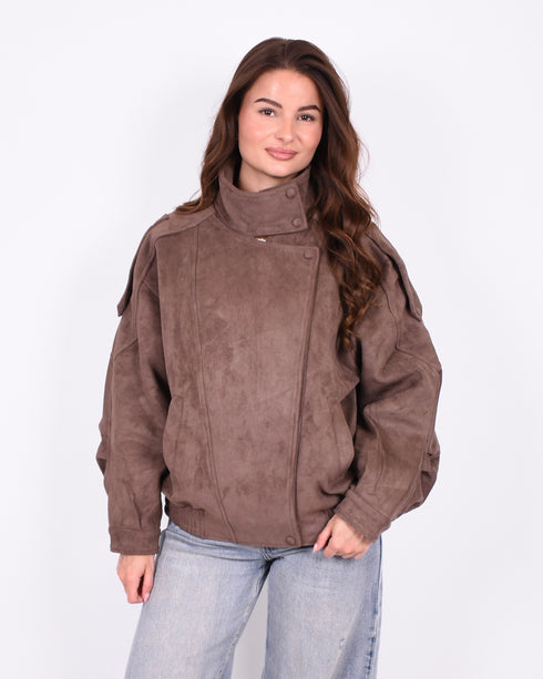 suede bomber jacket brown