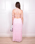 open back halter dress pink
