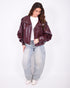 statement leather jacket bordeaux