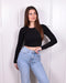 Cropped long sleeve top black