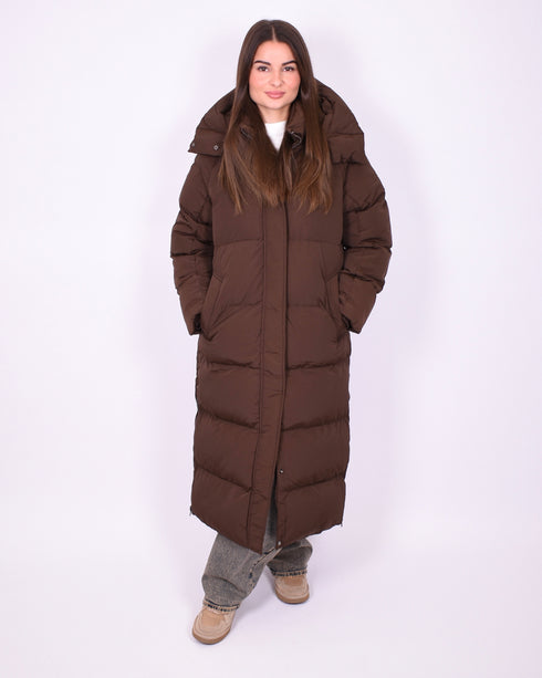 Maxi puffer coat brown