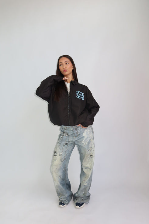 priority monogram windjacket black/blue