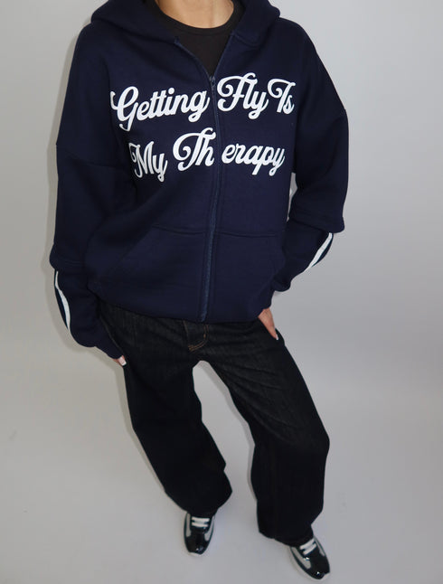 priority getting fly zip hoodie navy