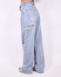 Ripped Foldover baggy stretch jeans