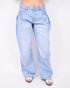 Baggy pleated jeans blue