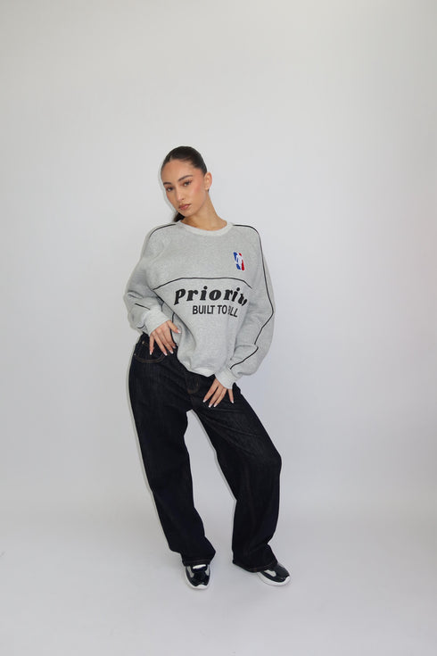 priority built to ball sweater grey