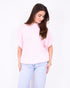 fluffy short sleeve sweater pink