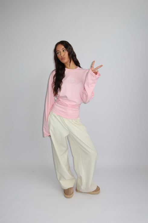 priority monogram snatched longsleeve pink