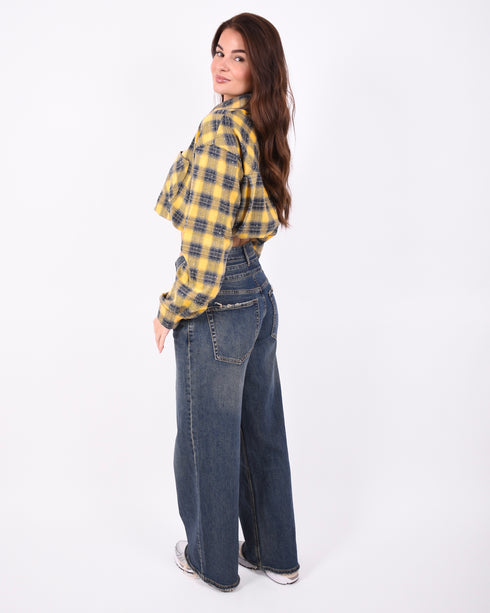 Double waist stretch jeans vintage blue