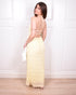 open back halter dress yellow