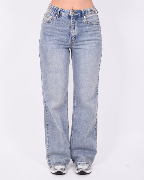 gold detail stretch jeans blue