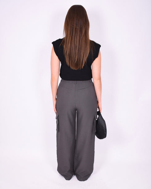 boss babe suit dark grey