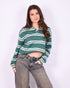 striped polo sweater green