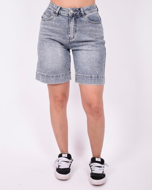 strass stretch jort medium blue