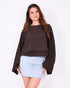 layered flowy top brown