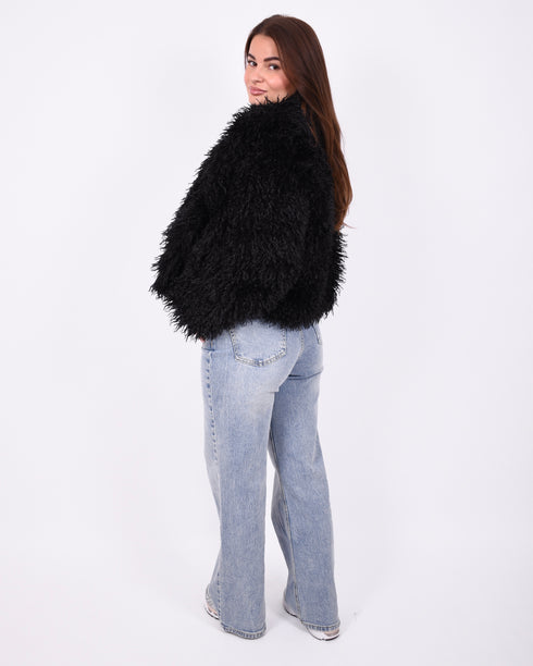 fluffy coat black
