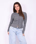Striped button top grey/navy