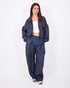 pleated checkered pants navy