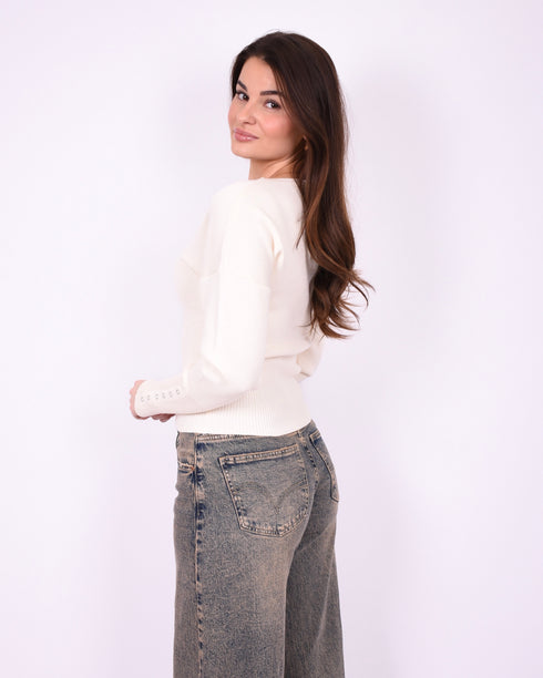 knit snatch top creme