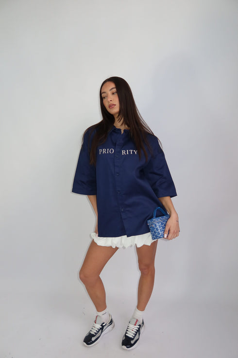 priority members boxy blouse navy