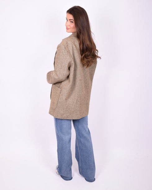 oversized wool blazer beige