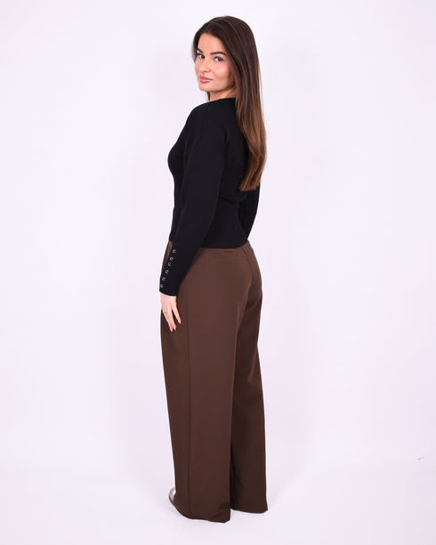 Pleated pantalon Brown