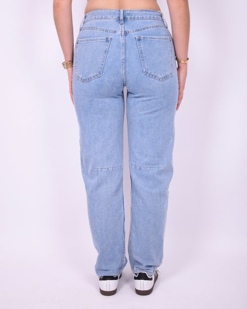 lined balloon stretch jeans blue