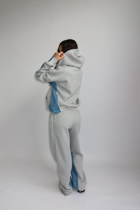 priority denim patch tracksuit light grey