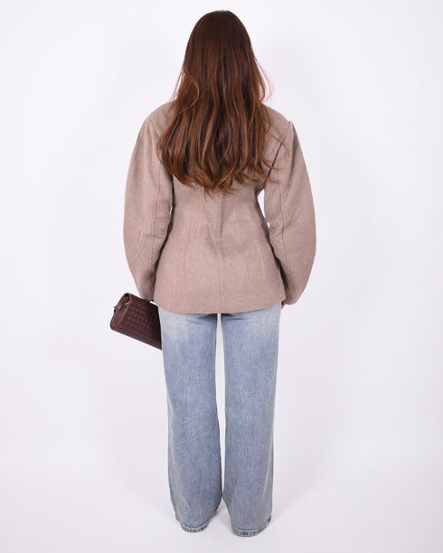 wool blazer taupe