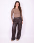 Leather wide leg pants Brown