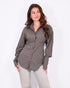 checkered snatch blouse brown