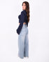 Double waist stretch jeans light blue