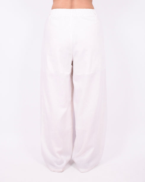 Linnen stripe pants white