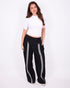 linnen stripe pants black