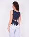 Polkadot open back top navy