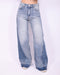 Patch tall wide leg jeans blue