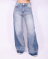 Patch tall wide leg jeans blue