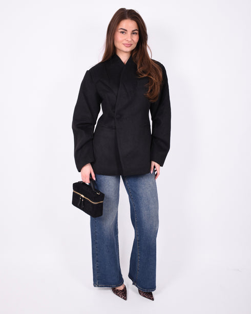 wool blazer black