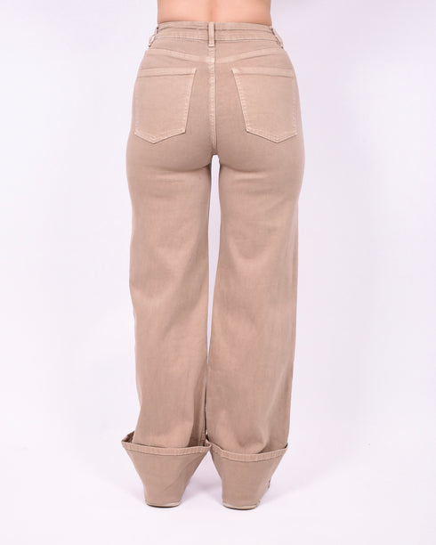 folded stretch jeans beige