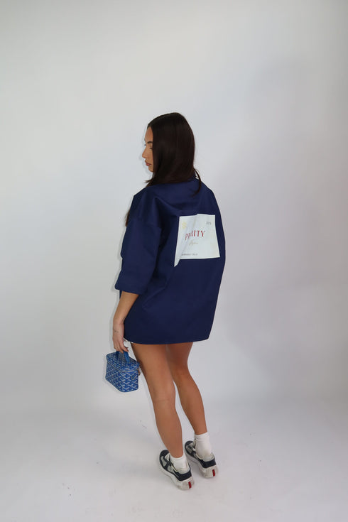 priority members boxy blouse navy